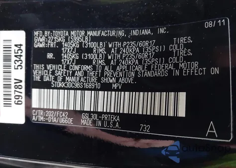 2011 Toyota Sienna Le V6 from USA, damaged, VIN 5TDKK3DC9BS168910